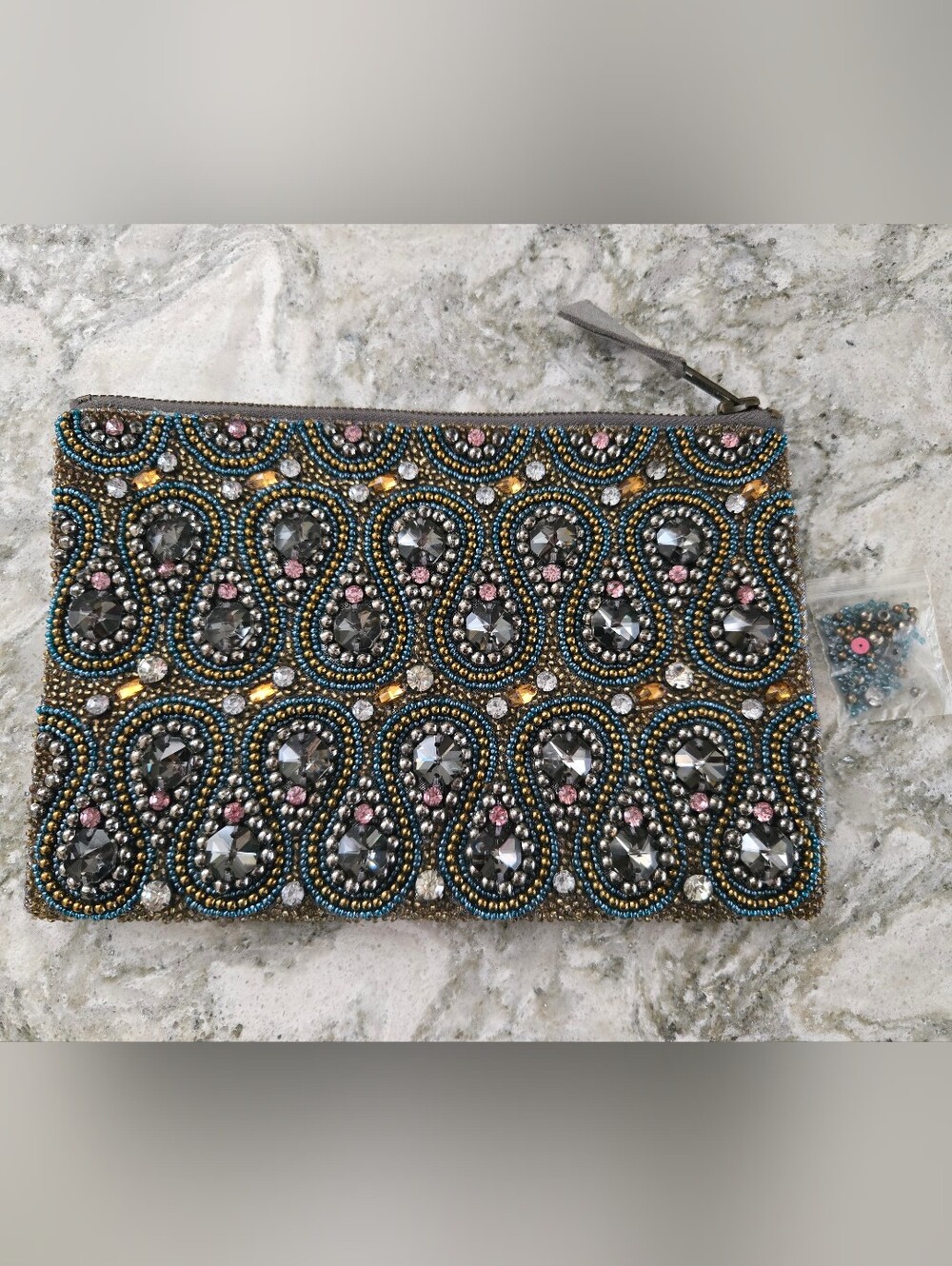Anthropologie Beaded Clutch Purse